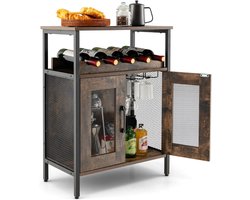 Florixa® Barkast - Drankkast - Barmeubel - Rustiek bruin - ‎60cm x 34cm x 79cm