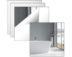 Florixa® Plakspiegel Rechthoek - Passpiegel Deur - Zelfklevende Spiegel 4 Stuks- Transparant - 30cm x 30cm x 11cm