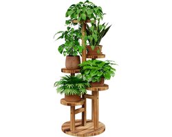 Florixa® Plantenrek - Plantentafel - Plantenstandaard Binnen - Plantenrek Binnen - Bruin - 34cm x 34cm x 82cm
