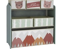 Florixa® Speelgoedkast - Opbergkast KindeFlorixa - Opbergkast Speelgoed - Speelgoed Kast - Speelgoedrek - Groen - 30cm x 63cm x 66cm; 5 kg