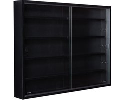Florixa® Vitrinekast met Glas - Vitrinekast Hangend - Vitrinekast - Zwart - 10x80x60cm