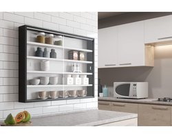 Florixa® Vitrinekast met Glas - Vitrinekast Hangend - Vitrinekast - Zwart en Wit - 10x80x60cm