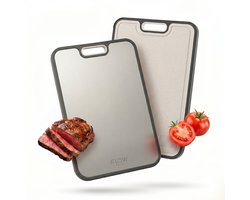 Flow Goods Titanium Snijplank - 100% Titanium - Dubbelzijdig - Snijplanken - PFAS Vrij - Antislip - 38.5 x 26.5 cm