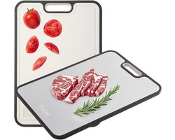 Flow Goods Titanium Snijplank - Dubbelzijdig - Snijplanken - Microplastic Vrij - Antislip - Raspfunctie en Sapgeul - Vaatwasserbestendig - 38.5 x 26.5 cm