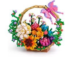 Flower Basket - blomenmandje Bouwset - Kleurrijke Bloemen Bouwpakket – Creatieve Bloemenboeket Constructieset – Educatief STEM Speelgoed - 641 Stuks