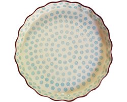 Floz Design aardewerk quichevorm - taartvorm van steen - blauw patroon - 27 cm - fairtrade