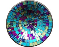 Floz Design fruitschaal - decoratieve schaal - glasmozaiek en aardewerk - paars en blauwtinten - fairtrade - 28 cm