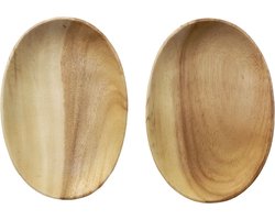 Floz Design houten gebaksbord - ovaal bordje - set van 2 - fairtrade