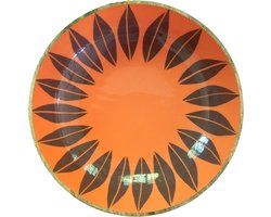 Floz Design houten schaal oranje - binnenzijde als keramiek - oranje keukenaccessoire - houten fruitschaal - fairtrade