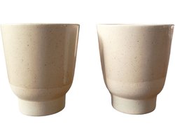 Floz Design kleine koffiekop - natuurlijk gespikkelde klei - mat en glans combi - 130 ml - set van 2