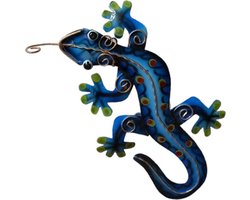 Floz Design metalen gekko - muurdecoratie hagedis - binnen of buiten - 20 cm - fairtrade