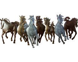 Floz Design muurdecoratie paarden - metaal 3d decoratie - paardendecoratie - natuurlijke tinten - fairtrade