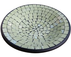 Floz Design ronde fruitschaal - pastel groen - glasmozaiek en keramiek - 35 cm - fairtrade uit Indonesië