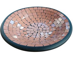 Floz Design ronde fruitschaal - pastel roze - glasmozaiek en keramiek - 35 cm - fairtrade uit Indonesië