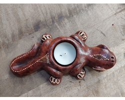 Floz Design waxinelichtjeshouder hagedis - terracotta woonaccessoire - natuurlijk interieur cadeau - fairtrade - 19 cm
