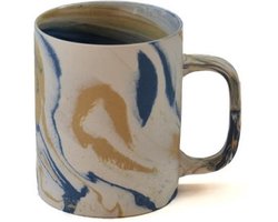 Floz koffiemok theemok - keramiek - geel en blauw - - 350ml - fairtrade
