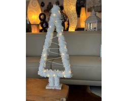 Fluffy kerstboom sneeuw met licht 51 cm hoog - kerststuk - kerstboompje - LED verlichting - interieurdecoratie - interieurfiguur - handgemaakt - kerstdecoratie - op batterij - kerst - nieuwjaar - geschenk - gift