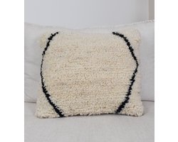 Fluffy kussen (Beni Ourain) - Handgemaakt en uniek - 100% wol - 45x45cm