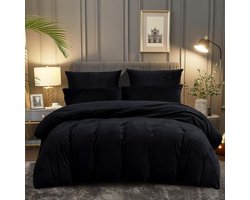 Fluffy Plush Winter Bed Linen 220x240 - Cuddly Soft Duvet Cover with Zip and Pillowcases 80x80