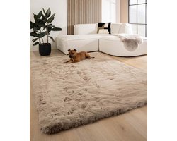 Fluffy vloerkleed - Comfy Deluxe taupe 70x140 cm