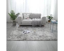 Fluffy Vloerkleed - Hoogpolig Tapijt - Zachte Fluweelachtige Textuur Met Diepe Pool Voor Comfortabele Voeten - 1 Stuk - Woonkamer Kinderkamer Grijs