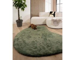 Fluffy vloerkleed organisch - Comfy Plus olijfgroen 80x122 cm