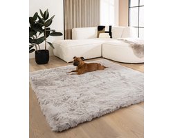 Fluffy vloerkleed vierkant - Comfy Deluxe lichtgrijs 230x230 cm