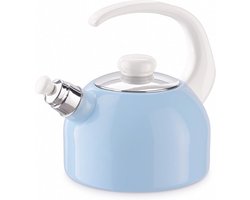 Fluit Waterkoker 2L – Emaillle Thee Water Koker Op Alle Warmtebronnen Inclusief Inductie – Pastel Blauw