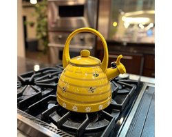 Fluitende Theeketel - Waterketel Fornuis - Thee Zetten - Bijenkorf Design - 2.4 Liter - Geëmailleerd