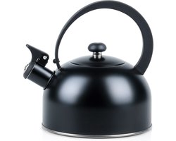 Fluitketel Edelstaal Zwart 2 l - Waterketel met Fluitje - Waterkoker