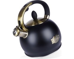 Fluitketel Edelstaal Zwart 3 l - Waterketel met Fluitje - Waterkoker