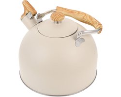 Fluitketel Roestvrij Staal - Waterkoker Theepot - Water Koken - Snelle Warmtegeleiding - 25 Liter - Crèmebeige