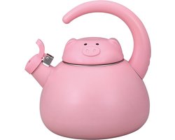 Fluitketel Roze Varken Email-op-Staal