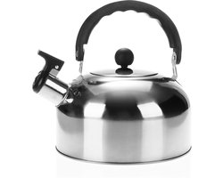 Fluitketel - Snel en effectief - 1 stuk - Zilver/zwart - Roestvrij staal