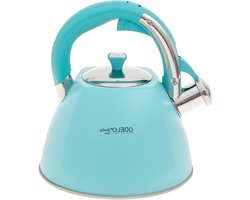 Fluitketel/ Theeketel 2.0 l waterkoker turquoise voor inductie gas en elektrisch fornuis