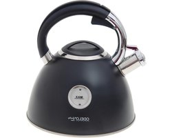 Fluitketel Theeketel 3.0 l waterkoker Gavino waterniveau-indicator inductie gas elektrisch fornuis zwart