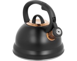 Fluitketel/ Theeketel inductie zwart 2.5 l inductie waterketel gasfornuis waterkoker camping gas roestvrij staal mat - kookketel kamperen energiebesparend.