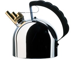 Fluitketel - Waterkoker voor Gas en Inductie - RVS - Design Waterkoker met Stalen Bodem - 2 Liter - Fluitketel Zilver - Roestvrij Staal - Retro Design - Keukengerei - Klassieke Fluitketel - 19 cm Diameter - Hoogglans RVS - Luxe Keukenoplossing