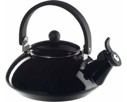 Fluitketel Zen voor inductie fornuis geëmailleerd staal 1.5 l glanzend zwart met pijp