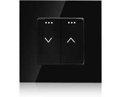 Flush-Mounted Shutter Knop met Glazen Frame: Moderne Blind Knop, Zwart, 86 x 86 mm, Bediening voor Roljaloezieën, Raamdecoratie en Verduistering