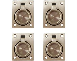 Flush Ring Pull 2-1/2"x1-7/8 Satijn Nikkel Gemaakt in Taiwan 4 Pack - Ring Pulls