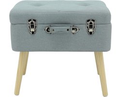 Fluweel beklede kruk kist met opbergvak ottoman in kofferdesign - Happy Home Company 12077 - luxe toevoegen - opbergkruk glamoureuze stijl Kruk met opbergruimte