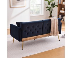 Fluweel Slaapbank 3-Zits met Slaapfunctie | Opklapbare Bank voor Woonkamer, Slaapkamer of Kantoor | Robuuste Metalen Poten | Luxe Beige Modern Design UrbanHome