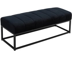 Fluweel Zwarte Bank - Design Bedbank - Halbank - Modern - Compact en Ruimtebesparend - Met Metalen Frame - 120 kg Belastbaar