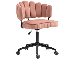 Fluweelzachte bureaustoel, 360° draaibaar, hoogteverstelling met één druk op de knop, holle rugleuning, handgeweven rugleuning, woonkamerstoel, stabiele basis, 5 wielen, mooi en uniek