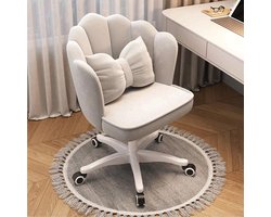 Fluwelen Accent Stoel - Draaistoel Make-up Stoel - Comfortabel Zitten - Verstelbare Hoogte - 46-56 cm Zithoogte - Wit