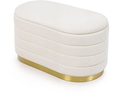 Fluwelen Bank met Opbergruimte BELLA 80 cm / Grote gestoffeerde Poef / Banken voor de Slaapkamer / Halbank / Kaptafelkruk / Crèmekleur