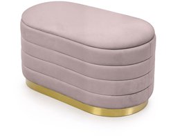 Fluwelen Bank met Opbergruimte BELLA 80 cm / Grote gestoffeerde Poef / Banken voor de Slaapkamer / Halbank / Kaptafelkruk / Gedempt Roze