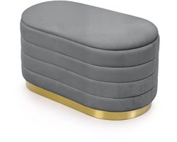 Fluwelen Bank met Opbergruimte BELLA 80 cm / Grote gestoffeerde Poef / Banken voor de Slaapkamer / Halbank / Kaptafelkruk / Grafiet