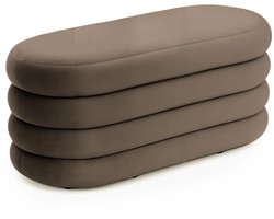 Fluwelen Bank met Opbergruimte PUFFO 100 cm / Grote gestoffeerde Poef / Banken voor de Slaapkamer / Halbank / Kaptafelkruk / Bruin